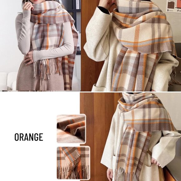 Scarf for Women Winter Fall Cashmere Feel Multicolor Plaid Scarves Fashion Long - Picture 4 of 7